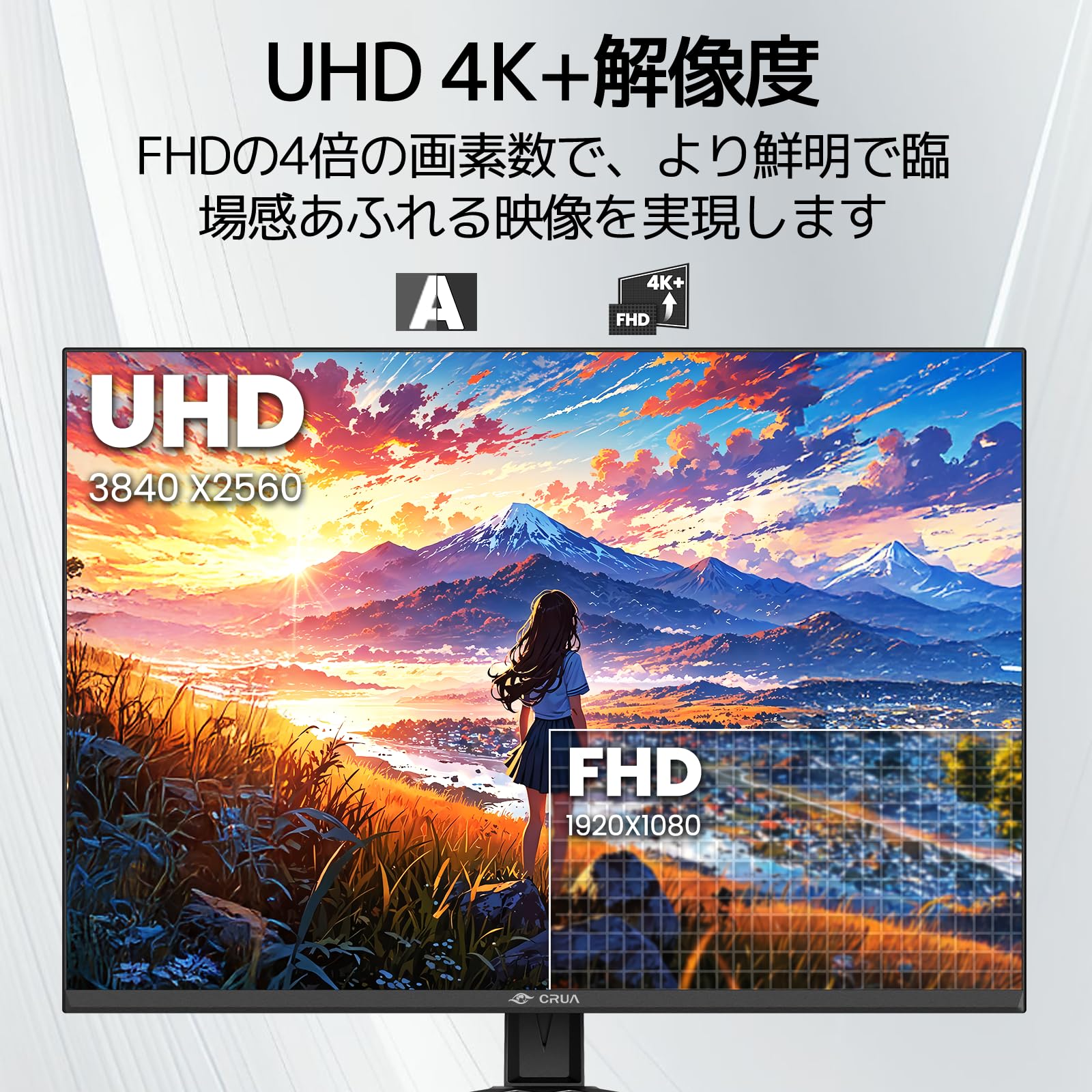 Amazon.co.jp: CRUA 4K モニター 28インチ PCモニター UHD 4K+ (3840